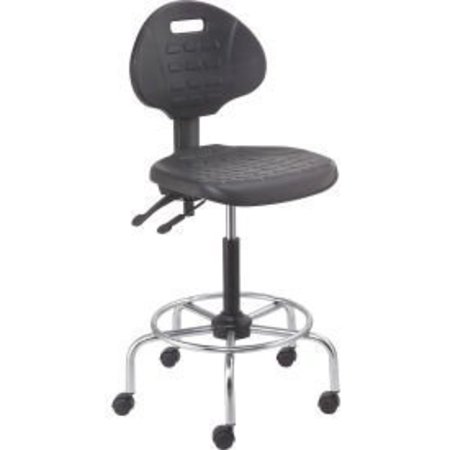 GLOBAL EQUIPMENT Interion    4-Way Black Adjustable Shop Stool With Chrome Base A203TC
